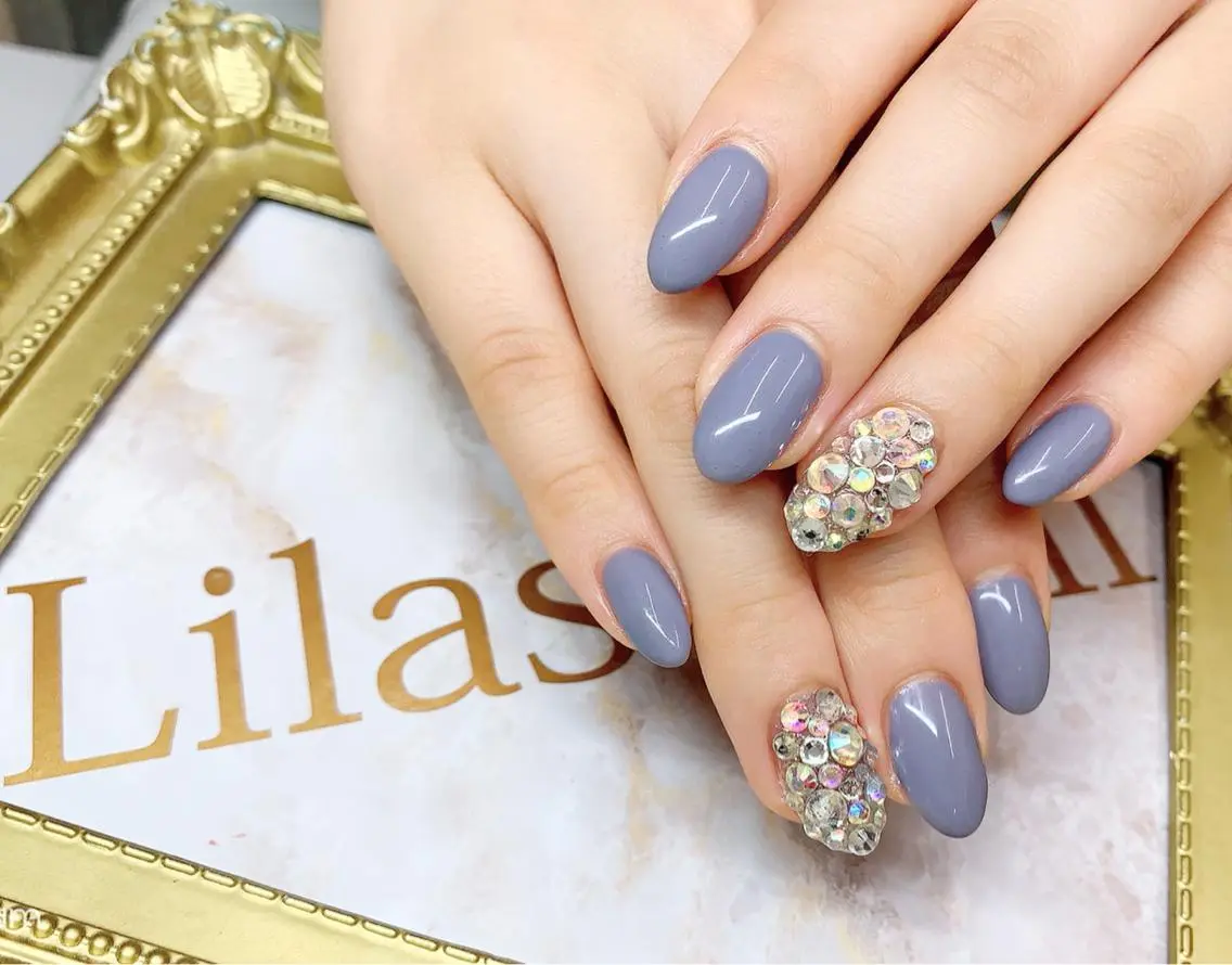 ネイル ブルー ジェルネイル ゴージャス ハードジェル キラキラネイル Lilas Nailのネイルデザイン