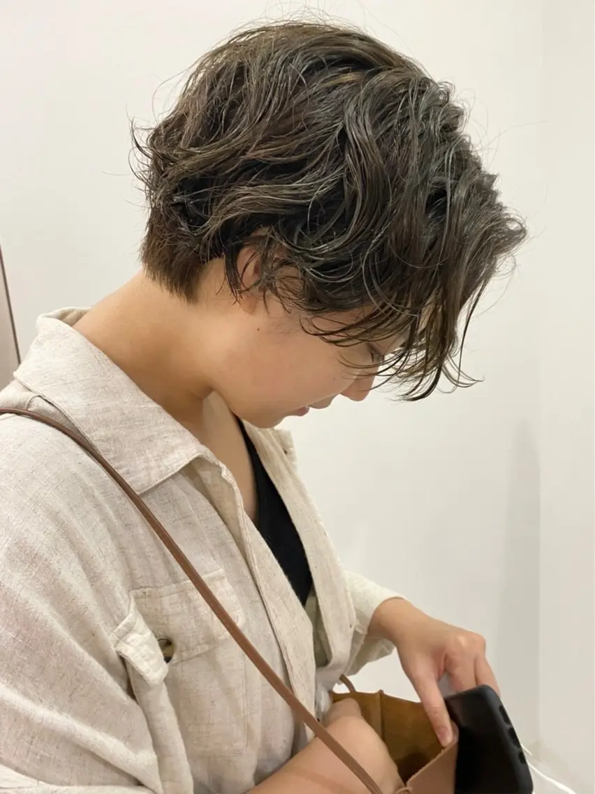 ショート パーマ ハンサムショート ショートヘア カット パーマ トリートメント F. 梅田/ボブ/パーマのヘアスタイル