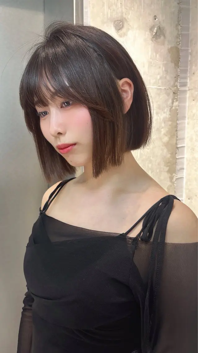 ミディアム カット 縮毛矯正 トリートメント けいし🐬ボブ 美髪縮毛矯正のヘアスタイル