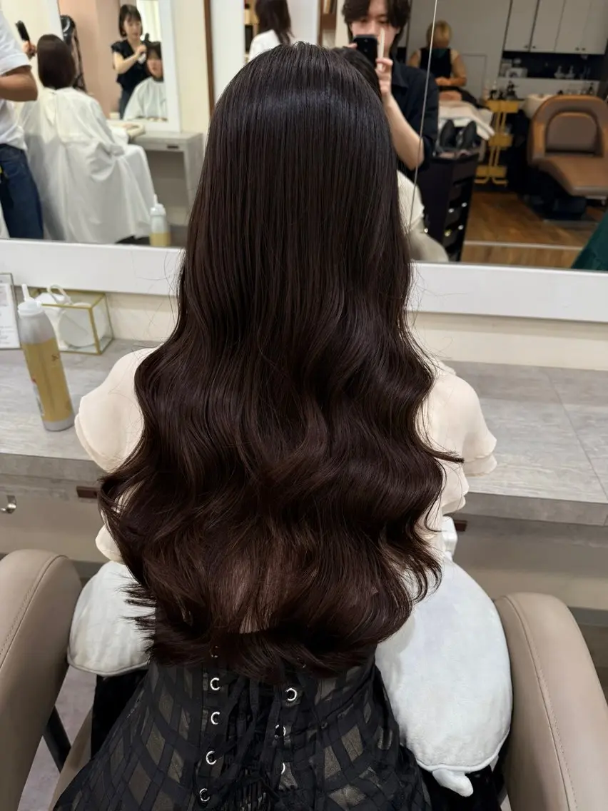 ロング カラー パーマ カット ヘアカラー パーマ コテ巻き/パーマ/艶 透明感/荻原凜太郎のヘアスタイル