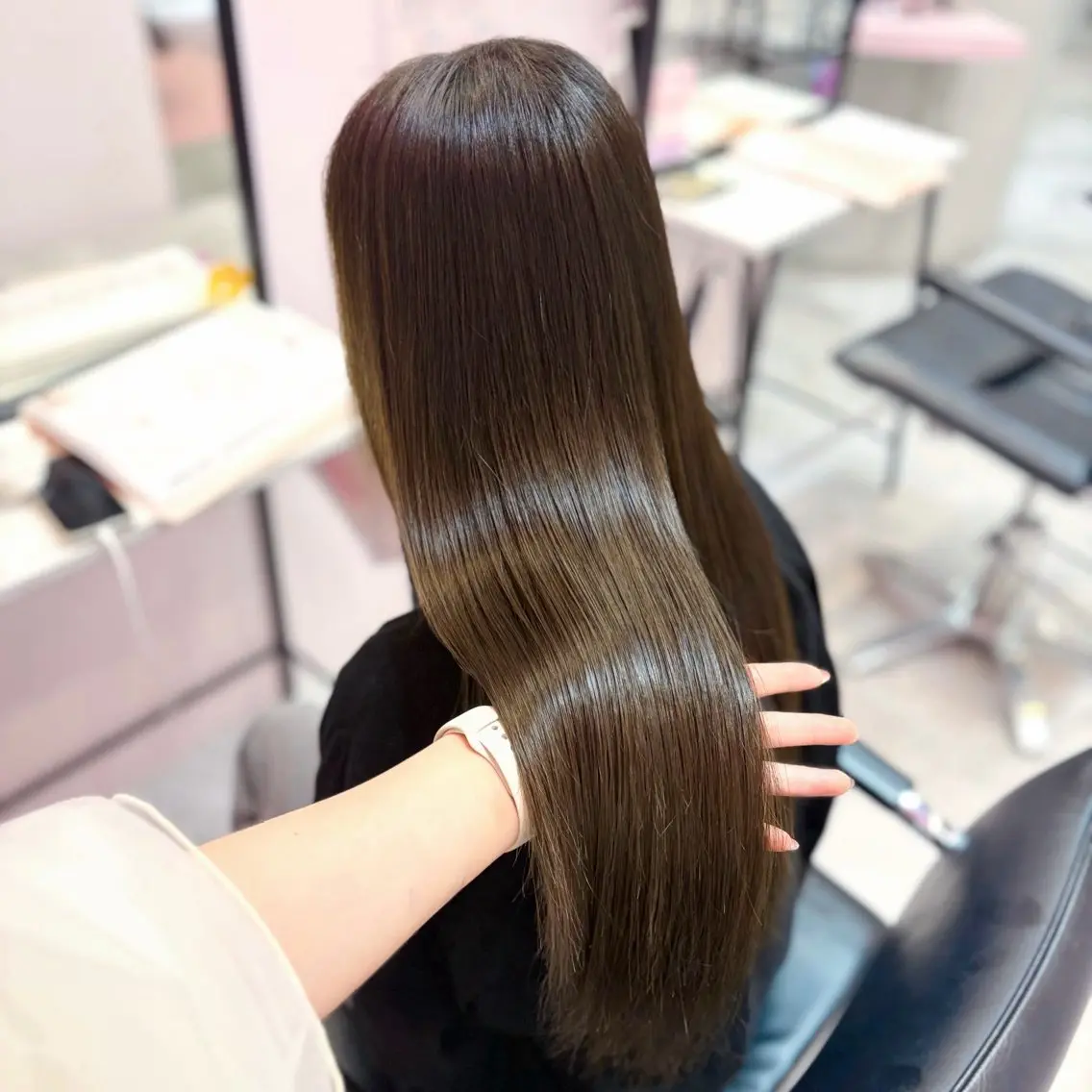 ロング カラー 縮毛矯正 縮毛矯正 透明感/艶カラー 💘Hanaのヘアスタイル