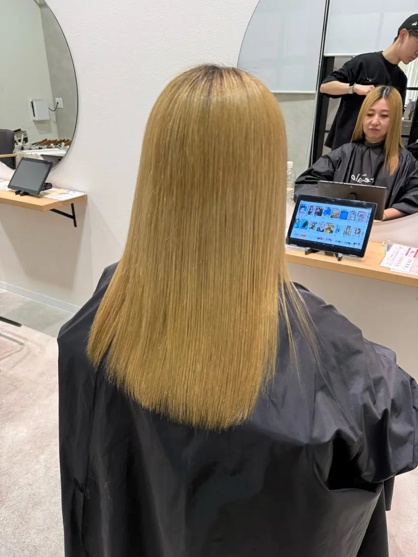 ロング カット 縮毛矯正 仁保 雄太のヘアスタイル