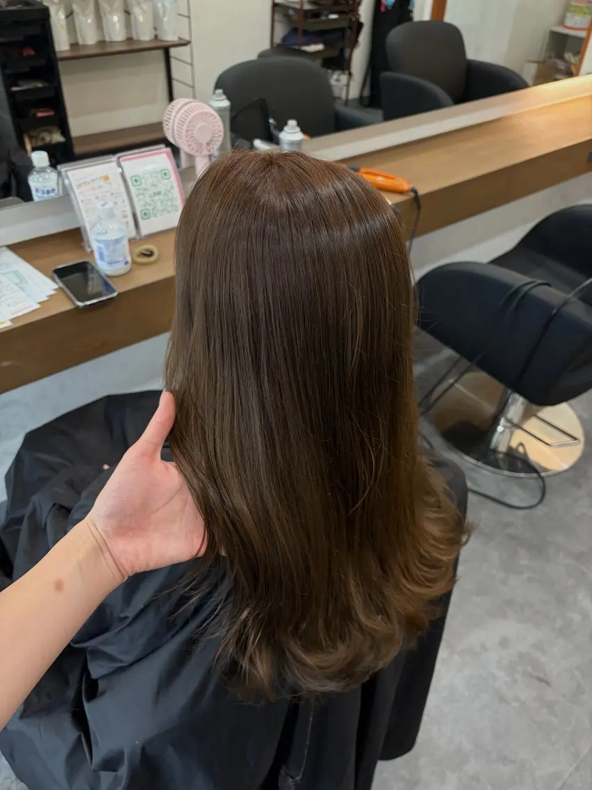 ロング カラー ヘアアレンジ ベージュカラー ミント ミントベージュ カット ヘアカラー 郡山/透明感カラー /馬場アンドレアのヘアスタイル