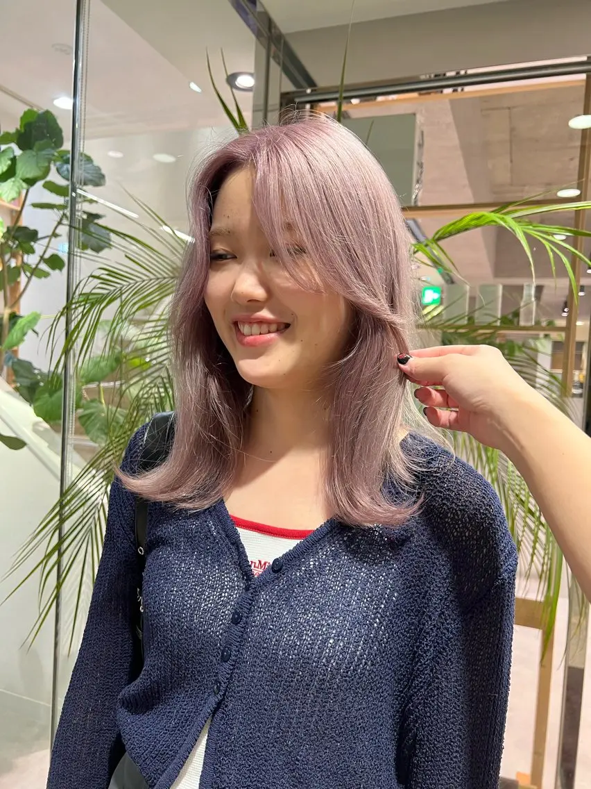 ミディアム カラー ラベンダーカラー ラベンダーピンク ピンクカラー ヘアカラー 透明感カラー/レイヤ ー/ MARIEのヘアスタイル