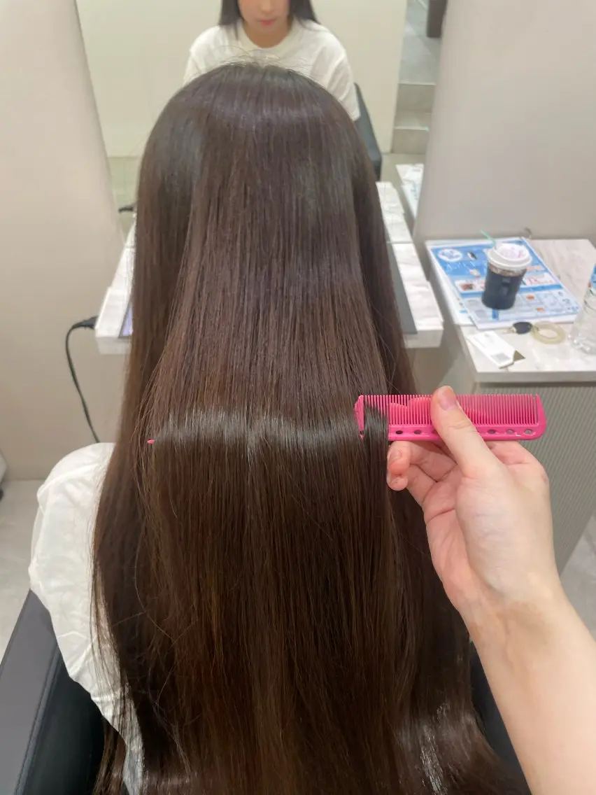 ロング カラー パーマ 縮毛矯正 藤原 さくらのヘアスタイル