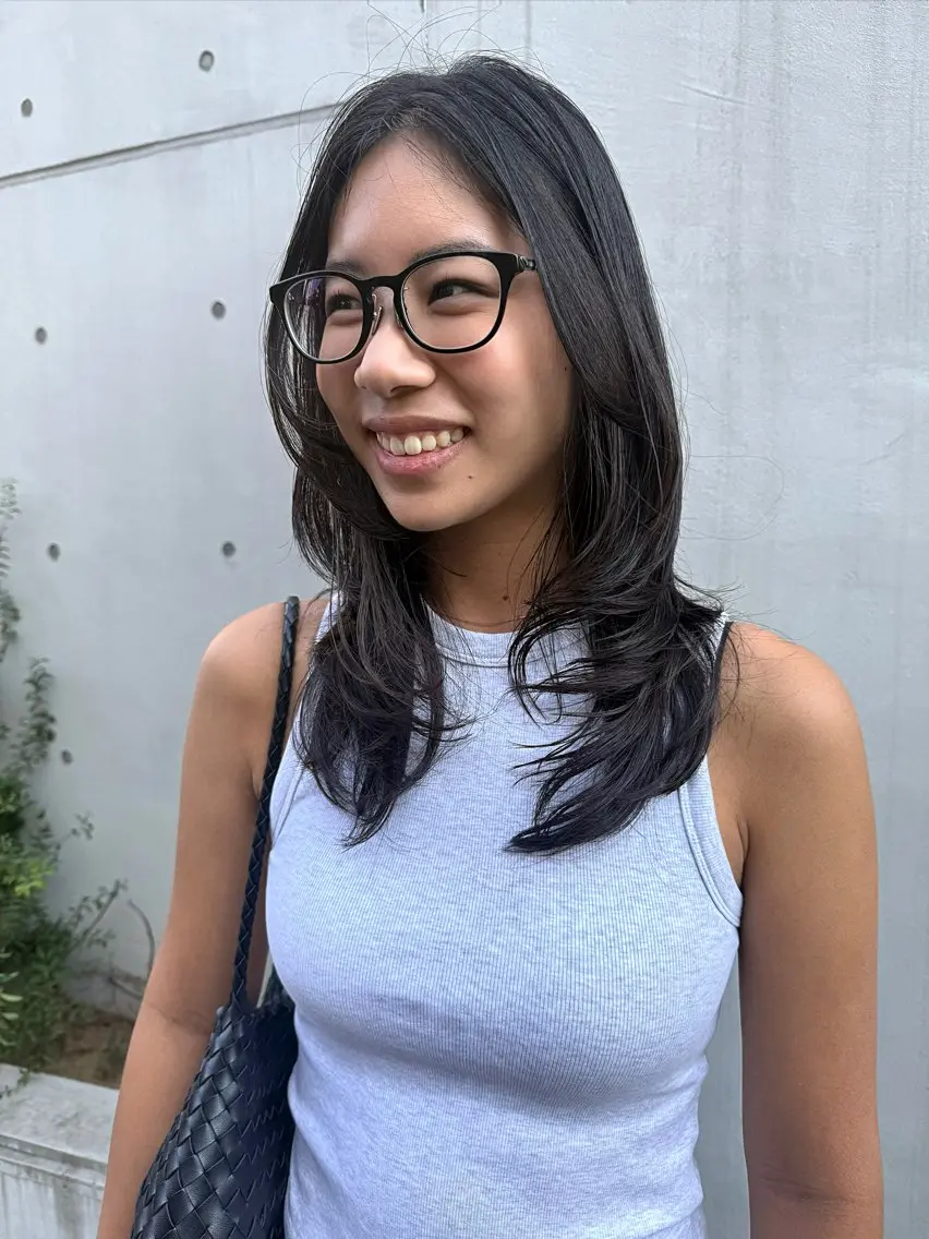 ロング パーマ ロングレイヤー アッシュ アッシュブラウン ラベンダーベージュ ボブ カット レイヤーカット\ウル フ　chinatsuのヘアスタイル