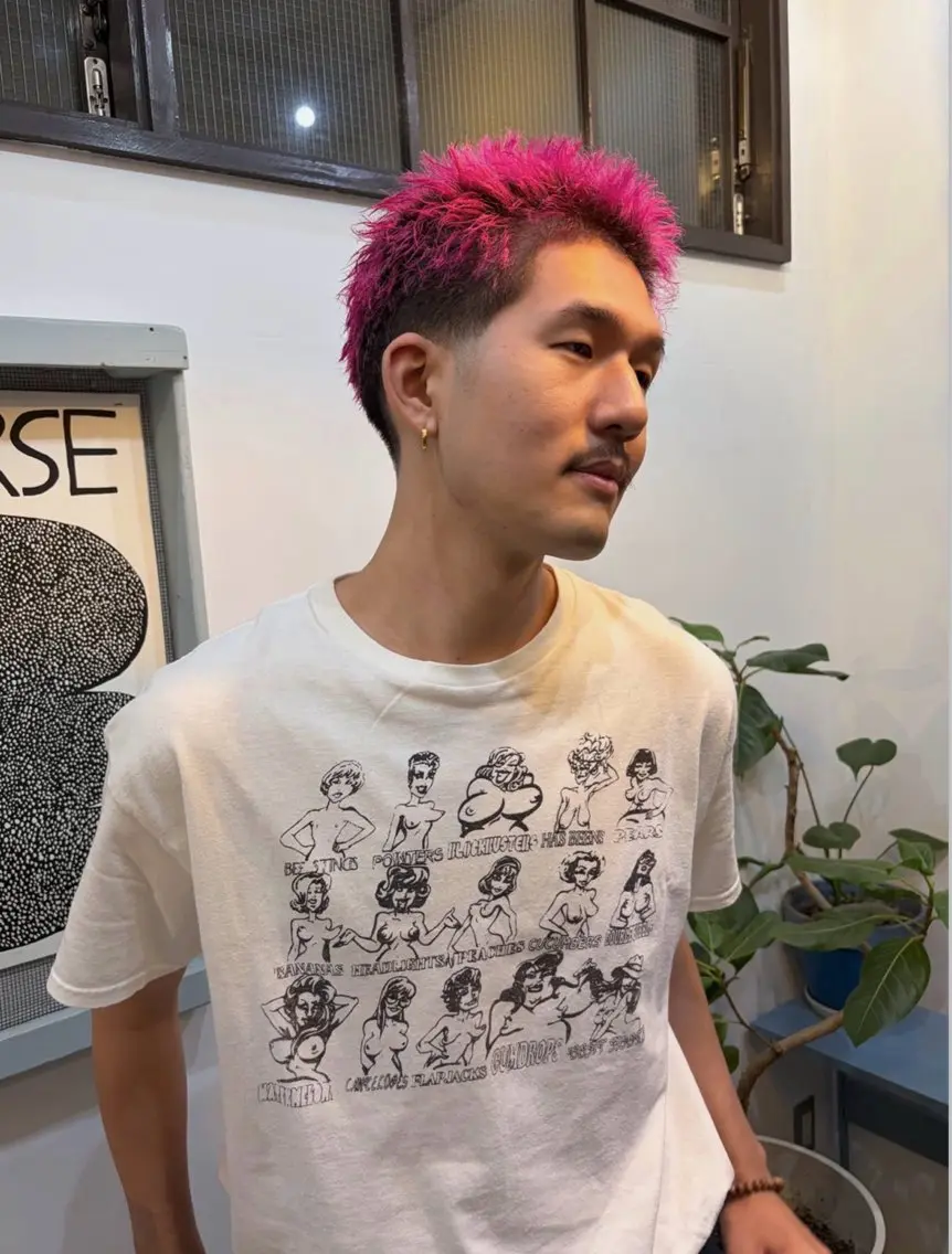 ショート カラー メンズ メンズブリーチ ブリーチ ピンクカラー 石井 ひなののヘアスタイル