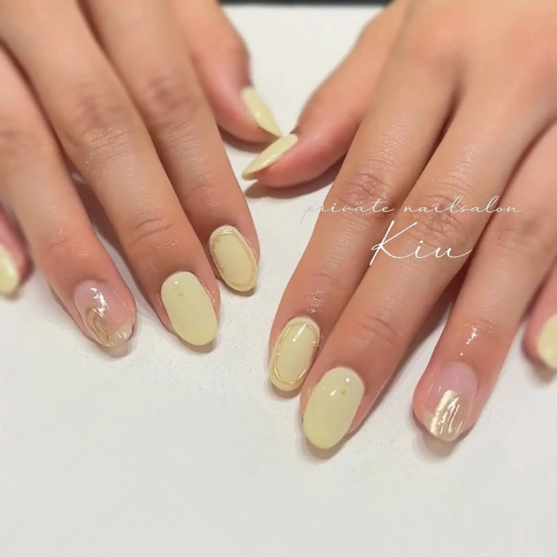 ネイル ジェルネイル ラメ(グリッター) ミラーネイル ニュアンスネイル オフィスネイル ハンドネイル kiu nailsalonのネイルデザイン