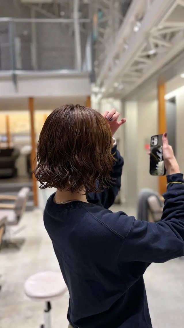 パーマ ボブ デジタルパーマ 宮本 茉衣子のヘアスタイル