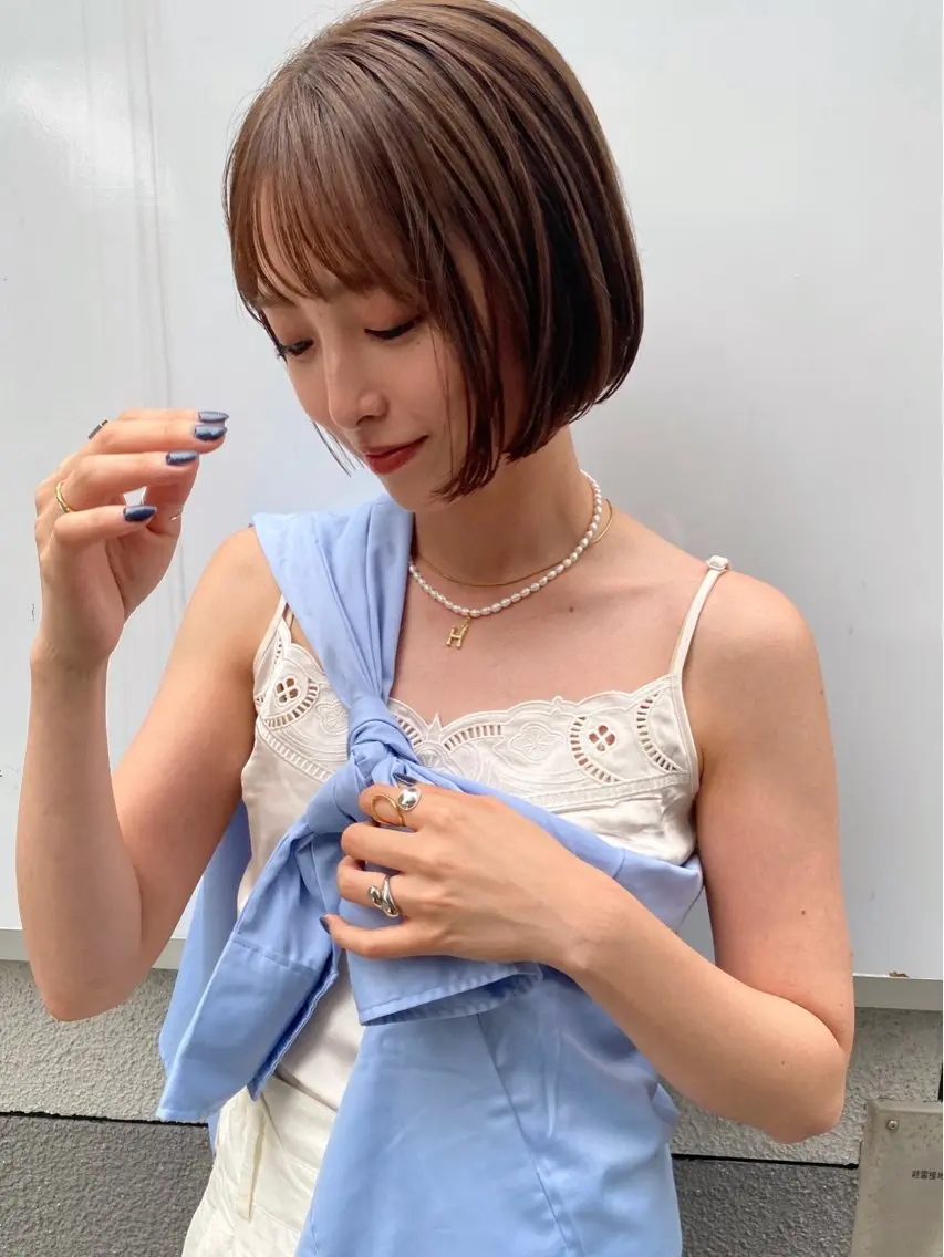 ショート カラー ボブ カット ヘアカラー トリートメント -福岡博多筑紫口- 大津成美のヘアスタイル