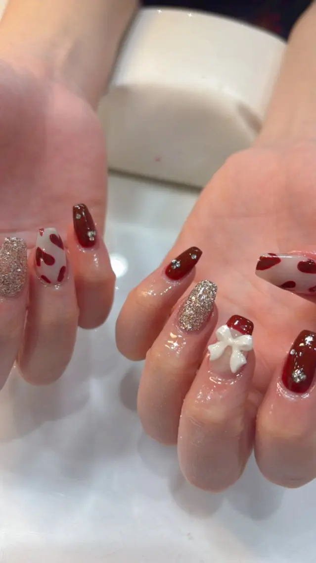 ネイル バレンタイン ハンドネイル 鶴橋wooone nail.rieのネイルデザイン