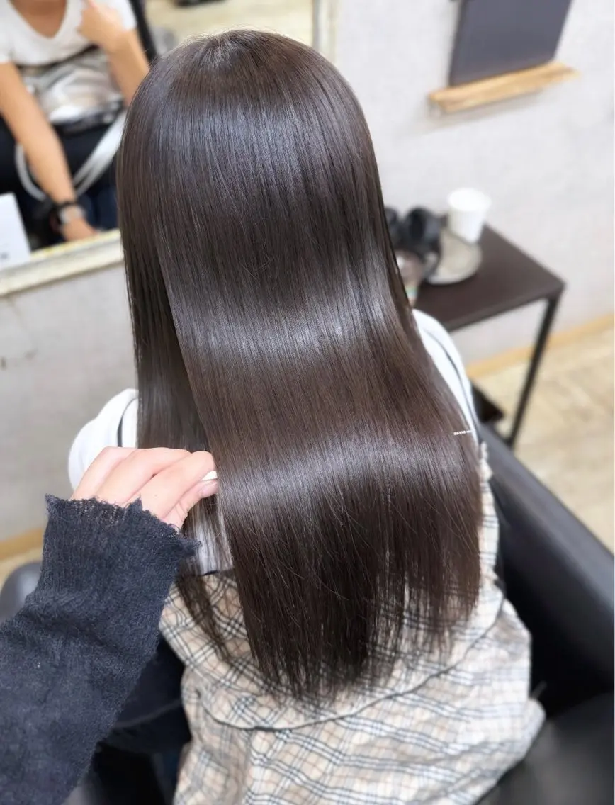 ロング カラー トリートメント カット ヘアカラー トリートメント miyu♡̷̷ 韓国ヘア/顔まわりのヘアスタイル