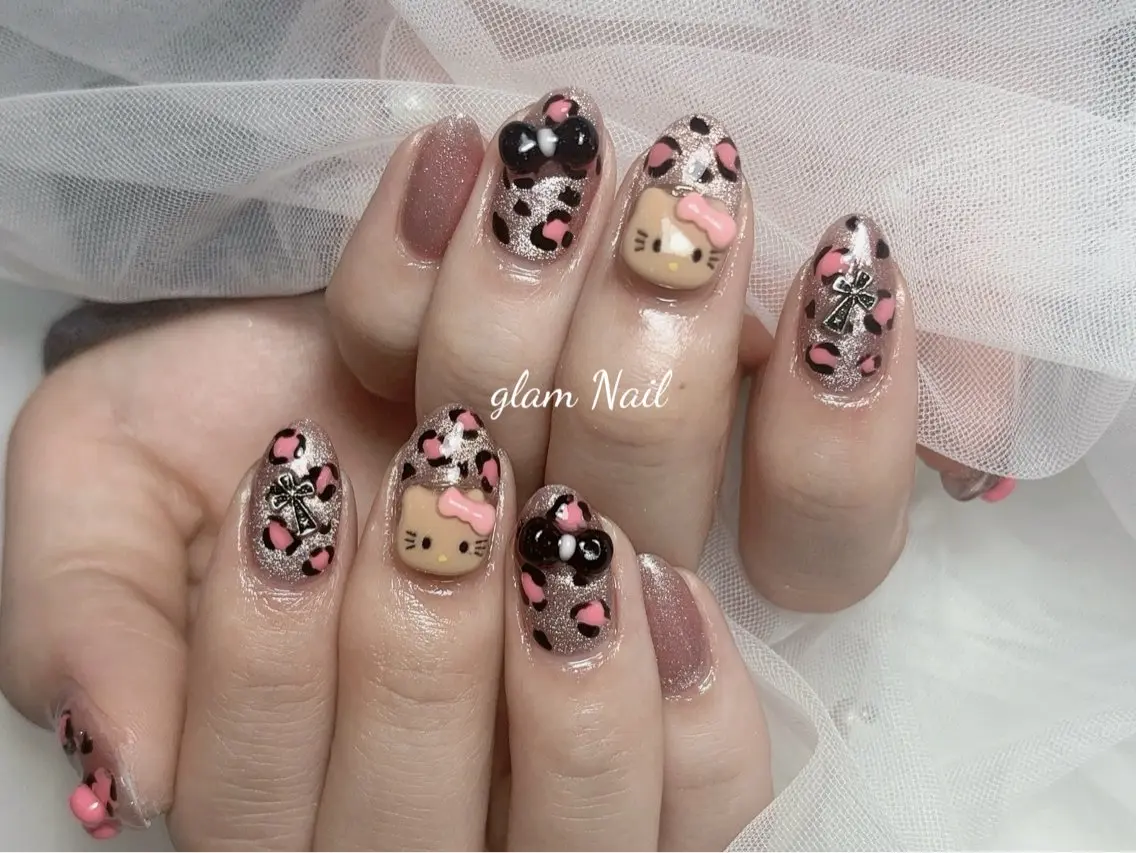 ネイル ハンドネイル エツメ💅 長さ出し🎀デザインのネイルデザイン
