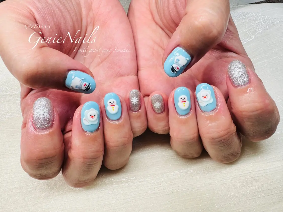 メンズ ネイル アートネイル 氷ネイル・うるうるネイル ロングネイル メンズネイル 持ち込み Genie Nailsのネイルデザイン