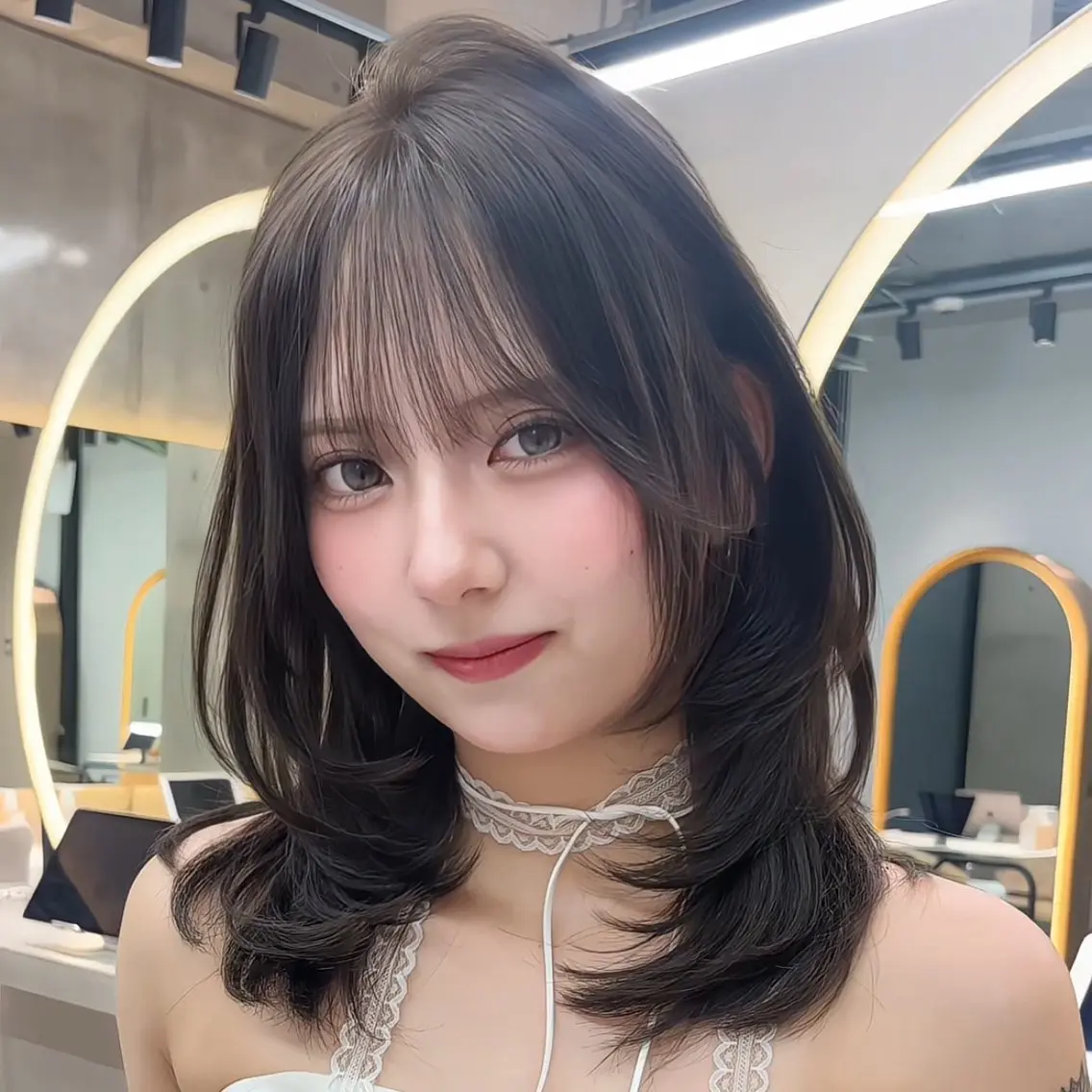 ミディアム カラー ミディアムレイヤー 伸ばしかけ レイヤーカット カット ヘアカラー トリートメント 🎀𝑆𝐴𝑅𝐴 /レイヤーカット🎀のヘアスタイル