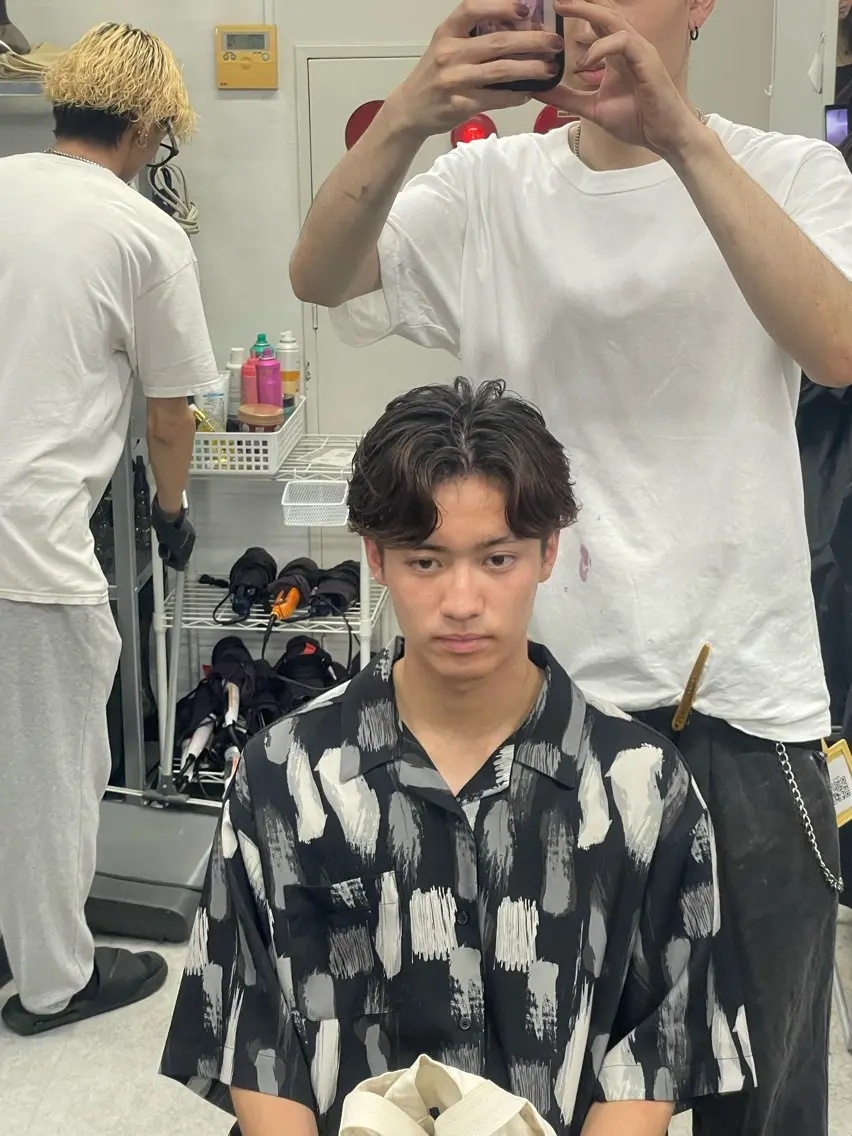 パーマ メンズ カット パーマ 💈フェザーパーマ 須賀俊介💈のヘアスタイル