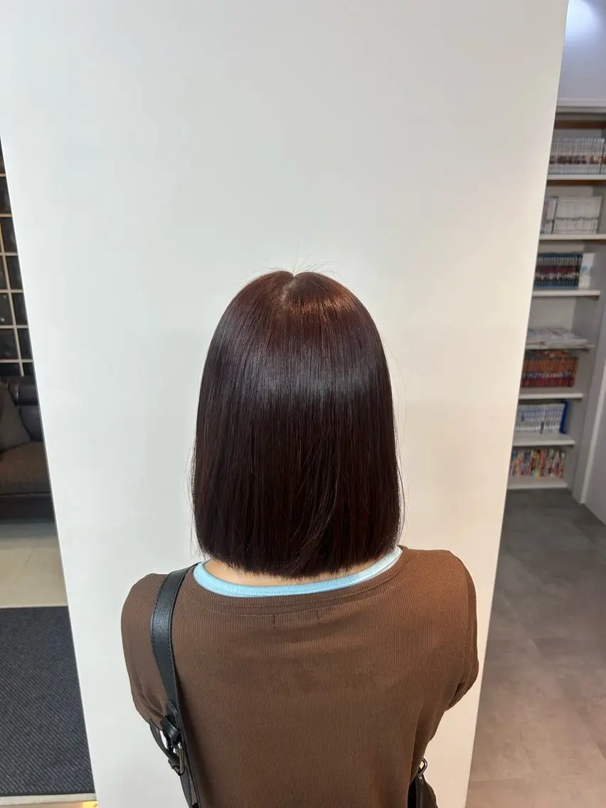 ミディアム カラー ブラウンカラー レッドカラー レッドブラウン しせ /little横浜のヘアスタイル