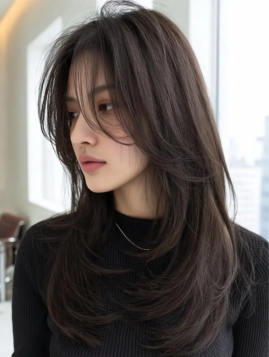 ロング 縮毛矯正 絶対綺麗な暖色カラー 🎯あります✨増渕✨のヘアスタイル