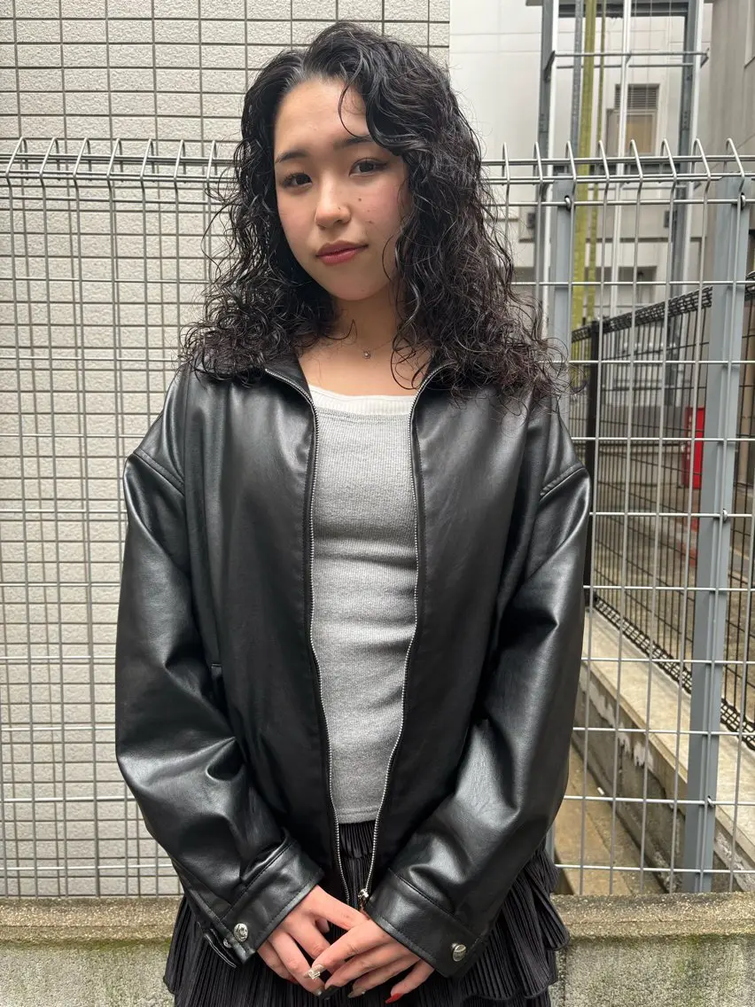 セミロング パーマ カット パーマ 大西 柚羽のヘアスタイル
