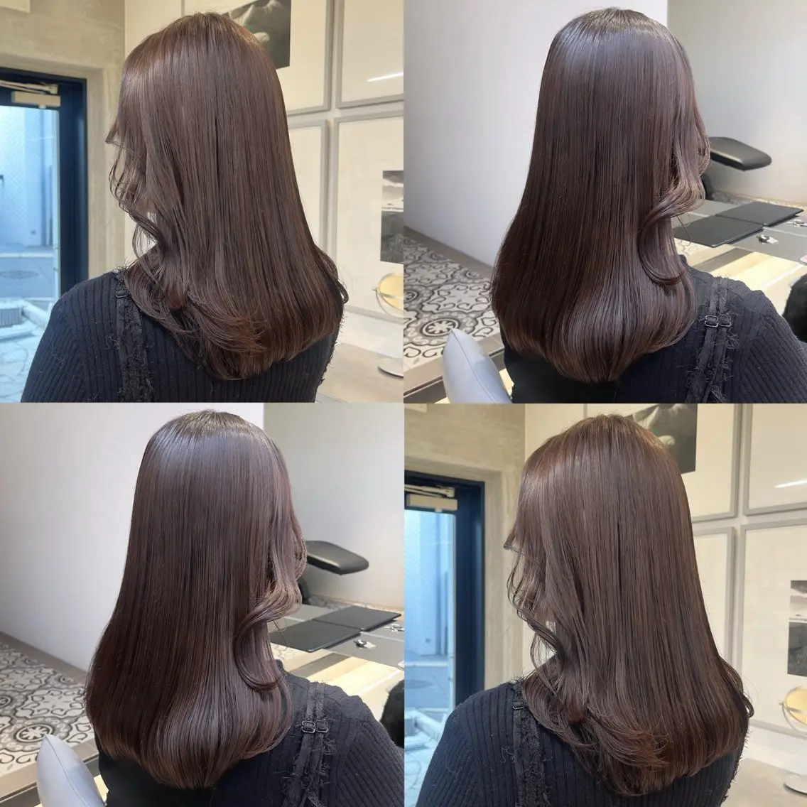 ミディアム カラー ブラウンカラー 透明感カラー ナチュラルブラウン オリーブブラウン シアーブラウン ヘアカラー トリートメント ヘッドスパ ヘアセット カジュアルを女っぽく 𝗮𝘆𝗮𝗰𝗼のヘアスタイル