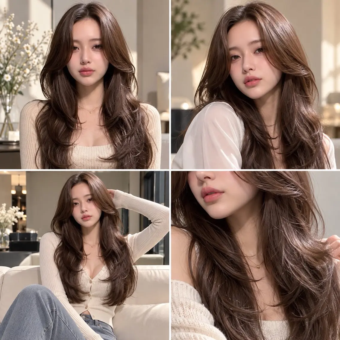 ミディアム カラー カット ヘアカラー トリートメント 🦋韓国風レイヤー/ 艶髪矯正🦋凛太郎のヘアスタイル