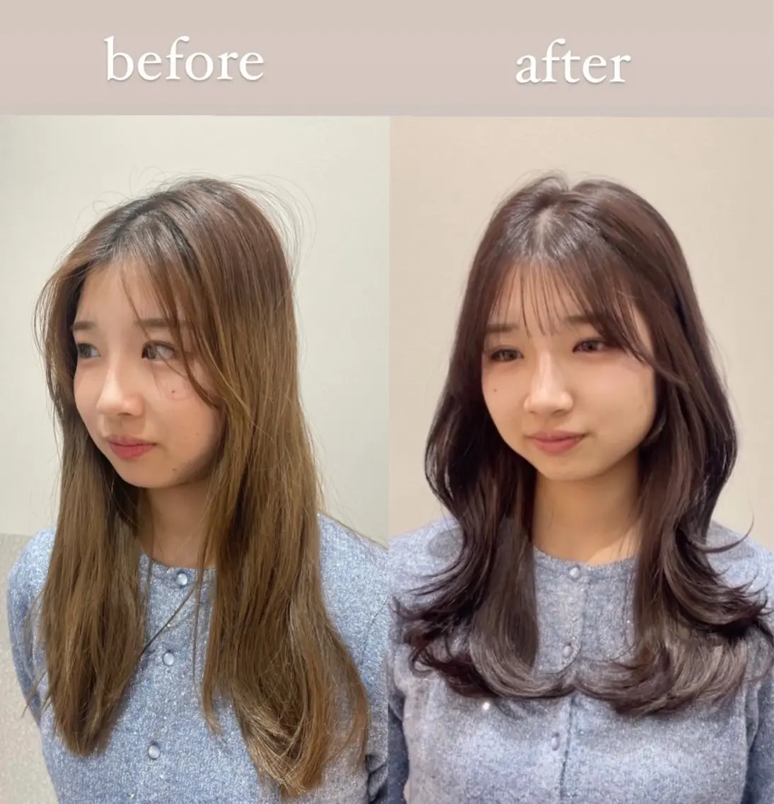 セミロング ハイレイヤー 韓国風ヘア レイヤーカット ワイドバング カット ヘアカラー トリートメント ❤︎︎韓国ヘア❤︎︎ 𝑺𝒉𝒊𝒉𝒐のヘアスタイル
