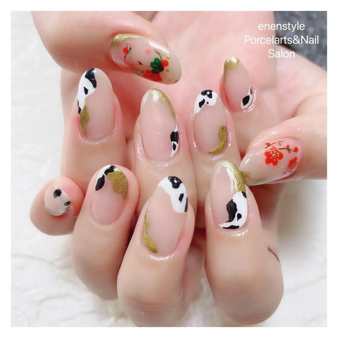 ミディアム ネイル ハンドネイル 🐾enen style 🐾のネイルデザイン