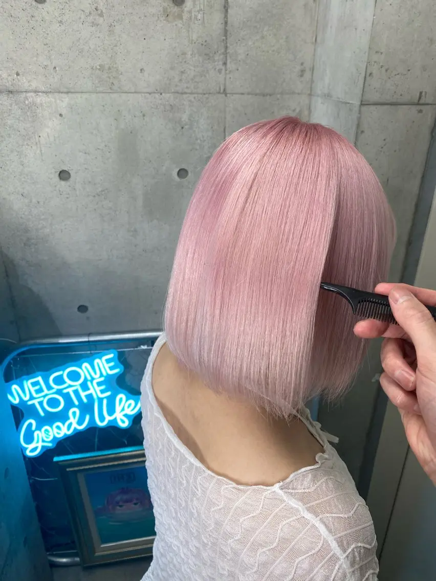 ショート カラー ピンクカラー 國分 伸也のヘアスタイル