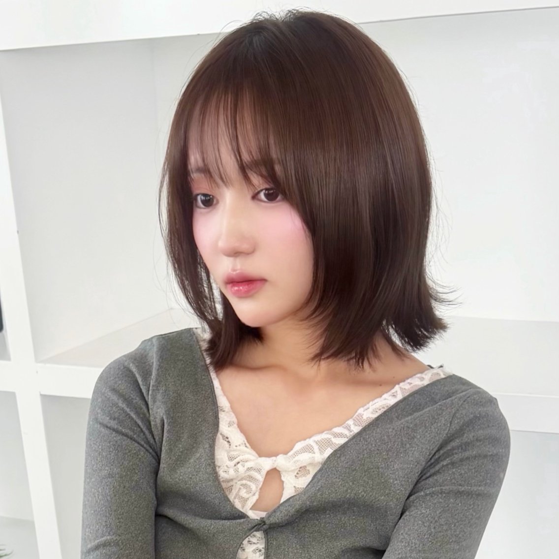 ミディアム カット ヘアカラー トリートメント 韓国ヘア/透明感 カラー 🪽Sanaのヘアスタイル