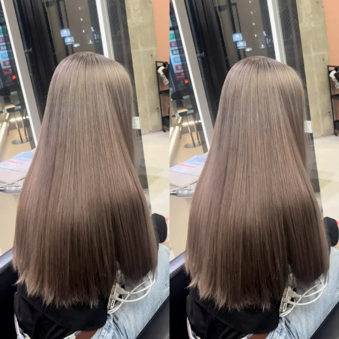 ロング カラー デザインカラー ダブルカラー 髪質改善 縮毛矯正 ヘアカラー 海瑠万／メンズパーマ ／ブリーチ／フェードのヘアスタイル