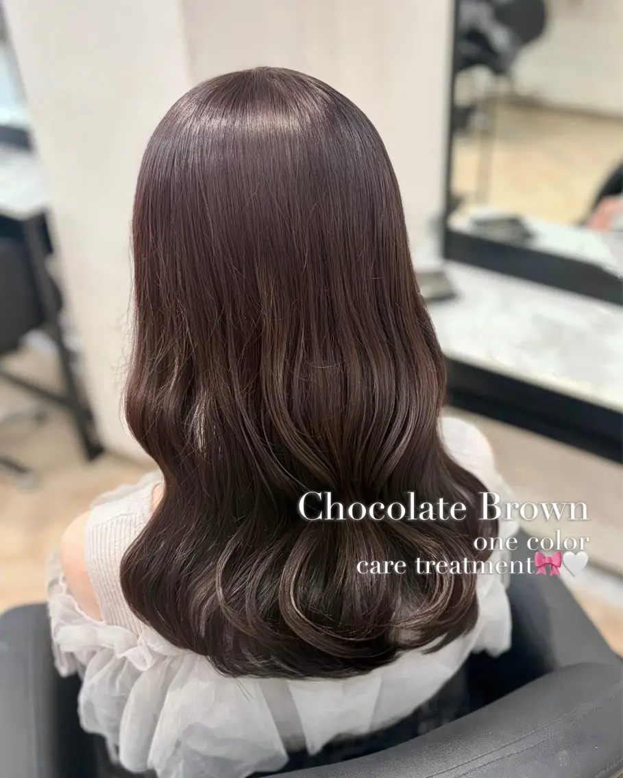 ロング カラー ブラウンカラー チョコレートブラウン カット ヘアカラー トリートメント 𝒎𝒐𝒆🩰 名駅/ヘアメ/暖色♡のヘアスタイル
