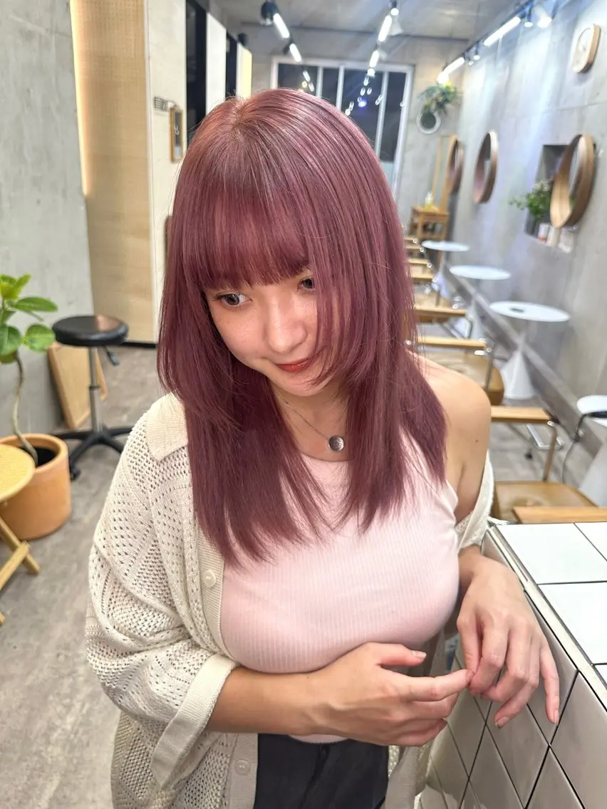 ミディアム カラー ラベンダーカラー ラベンダーピンク ピンクカラー ヘアカラー トリートメント カットモデル募集中 ／HARUKA🎀のヘアスタイル