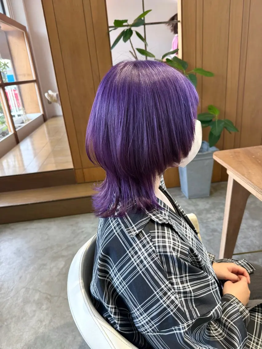 ミディアム カラー パープルカラー ウルフカット カット ヘアカラー fulam/ WATANABEのヘアスタイル
