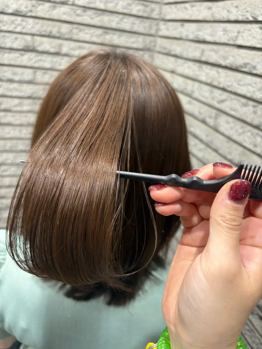 ミディアム 縮毛矯正 常世田 恵のヘアスタイル