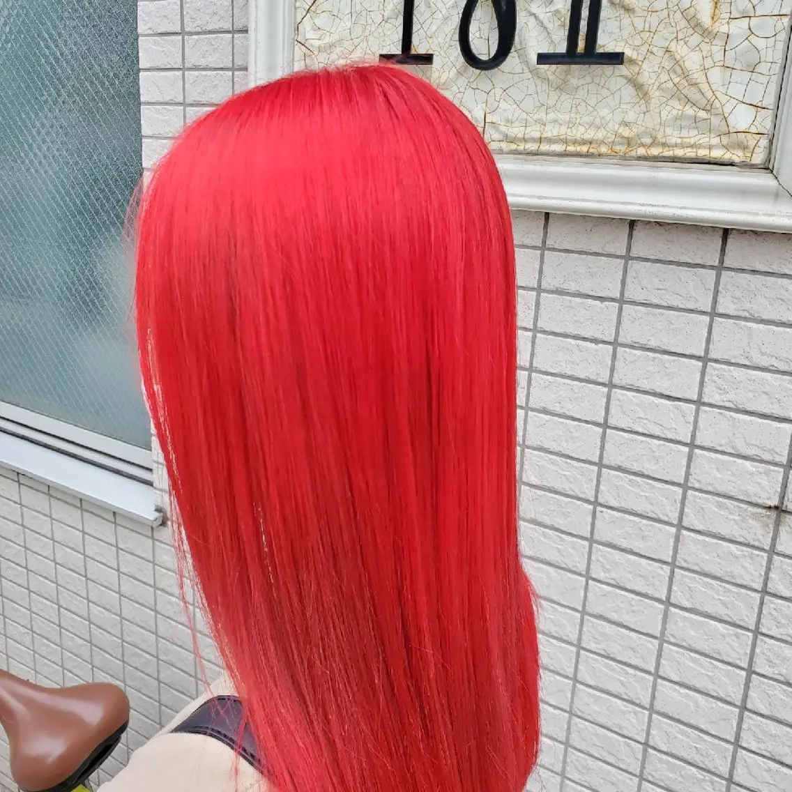 カラー ロング ブリーチ レッドカラー 堀 凌紀のヘアスタイル