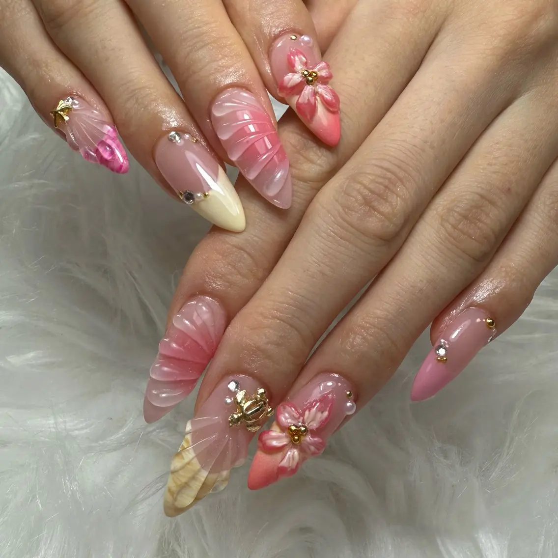 ネイル 夏ネイル ネイルチップ ハンドネイル L'ino nailのネイルデザイン