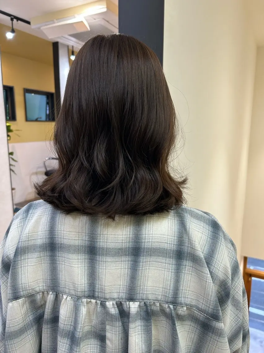 ミディアム パーマ ミディアムパーマ デジタルパーマ カット パーマ hubhair レイヤー/透明感のヘアスタイル