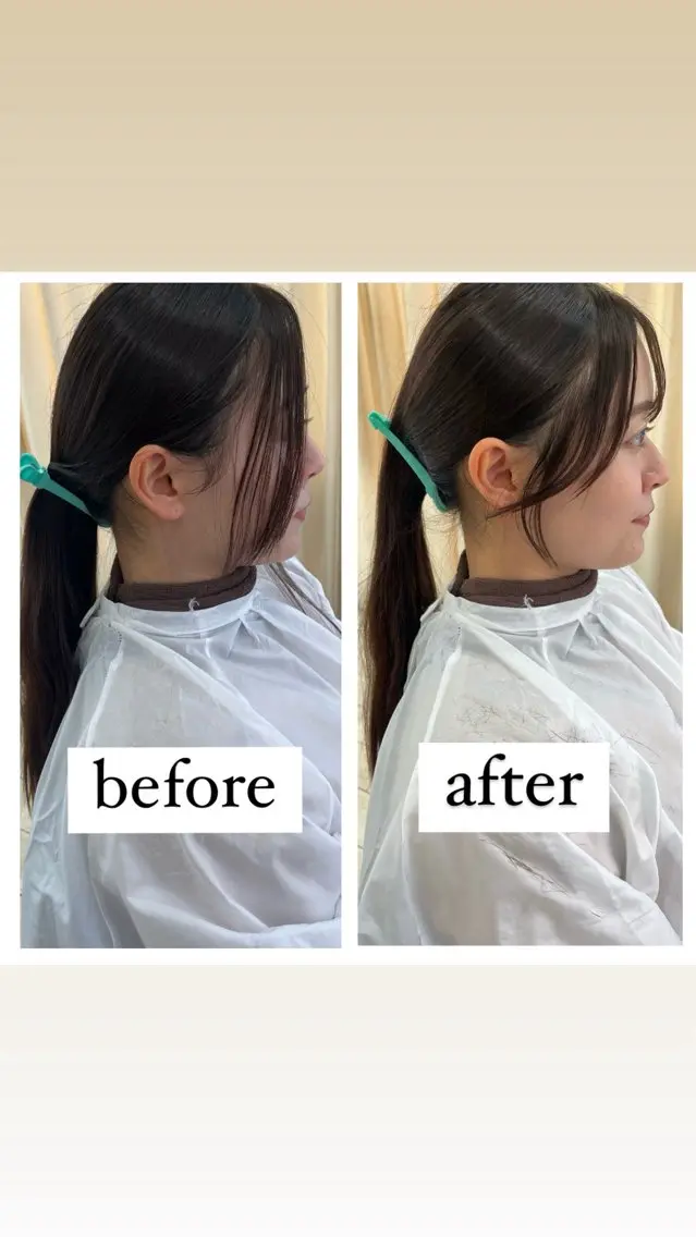 ロング 顔周りカット 小顔カット カット トリートメント 顔まわり‎🤍小顔 カット🤍みさきのヘアスタイル
