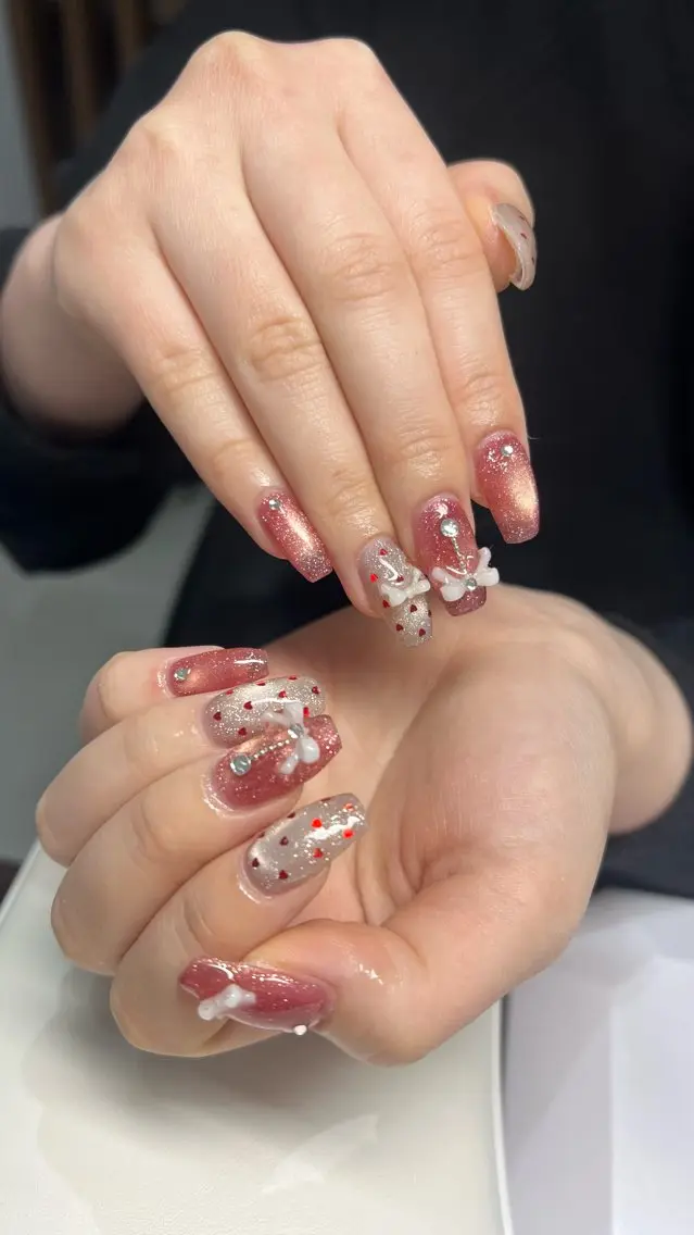 ネイル マグネットネイル バレンタイン ハンドネイル ☆kaho☆ 湘南 茅ヶ崎のネイルデザイン