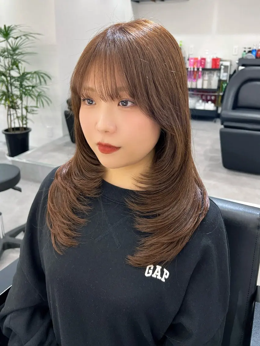 ミディアム カット ヘアカラー トリートメント レイヤー/髪質改善 SOA大槻 純也のヘアスタイル