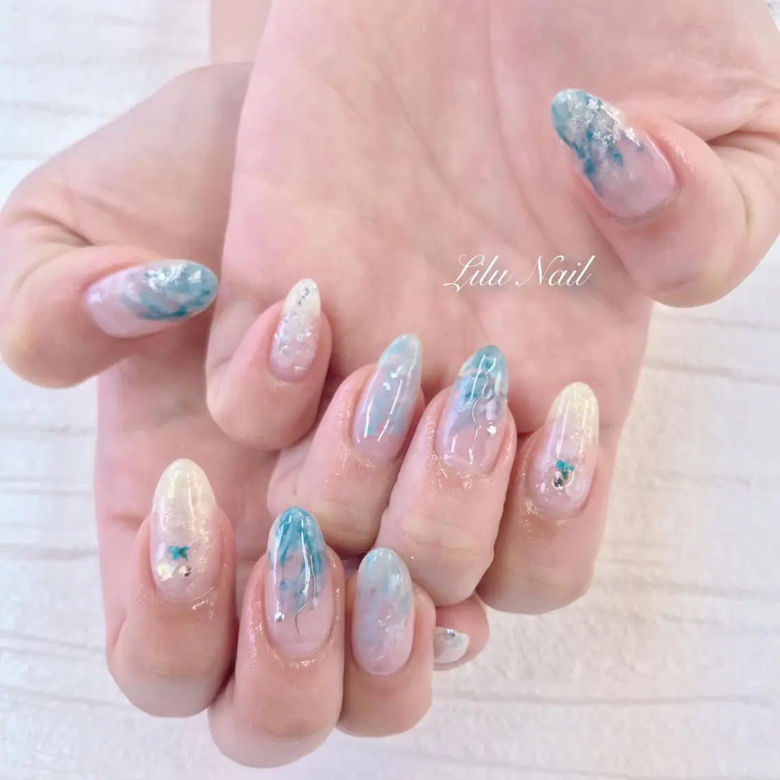 ネイル ニュアンスネイル モチの良さ◉ フィルインネイル♡のネイルデザイン