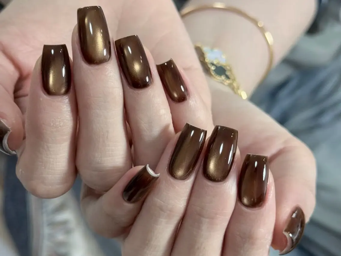 ネイル ブラウン フットネイル フレンチネイル グラデーション 氷ネイル・うるうるネイル ハンドネイル Mixx Nail_ Studioのネイルデザイン