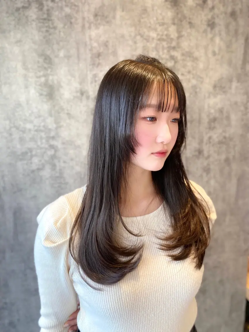 ロング 姫カット 韓国風ヘア レイヤーカット 韓国トレンドヘア しゅーやのヘアスタイル