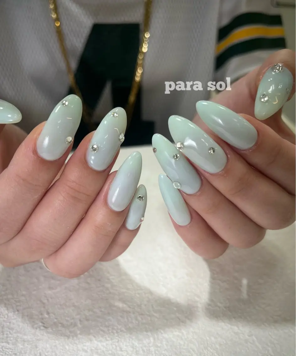 ネイル ロングネイル ワンカラーネイル ストーンネイル ハンドネイル フットネイル Para Sol nail Maoのネイルデザイン