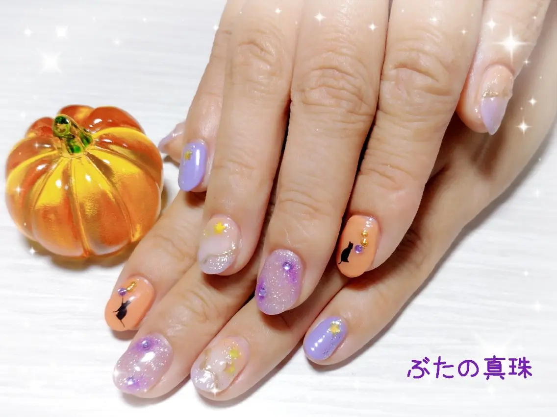 ネイル ハロウィン ハンドネイル 林 珠里のネイルデザイン