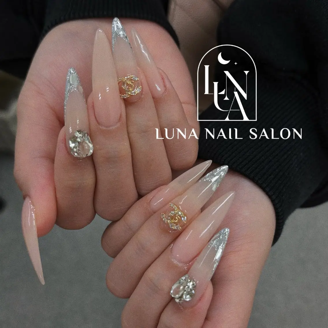 ネイル アートネイル フレンチネイル ジェルネイル ガラスフレンチ 韓国ネイル LUNA Nail salon💕のネイルデザイン
