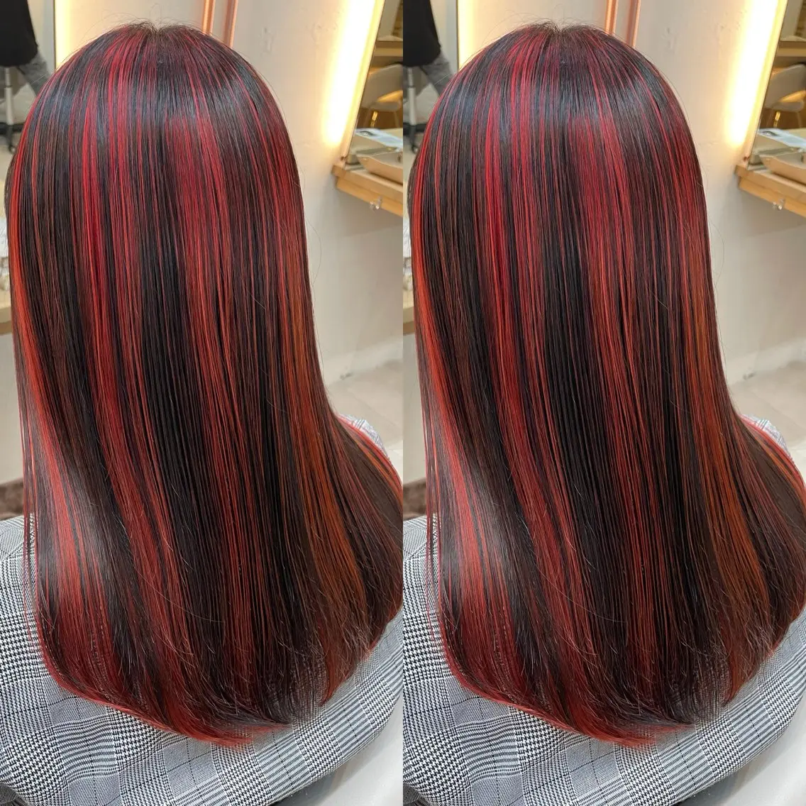セミロング カラー ハイライトカラー ハイライト カット ヘアカラー トリートメント ヘアセット ブリーチ無しダブル カラー🦕まどかのヘアスタイル