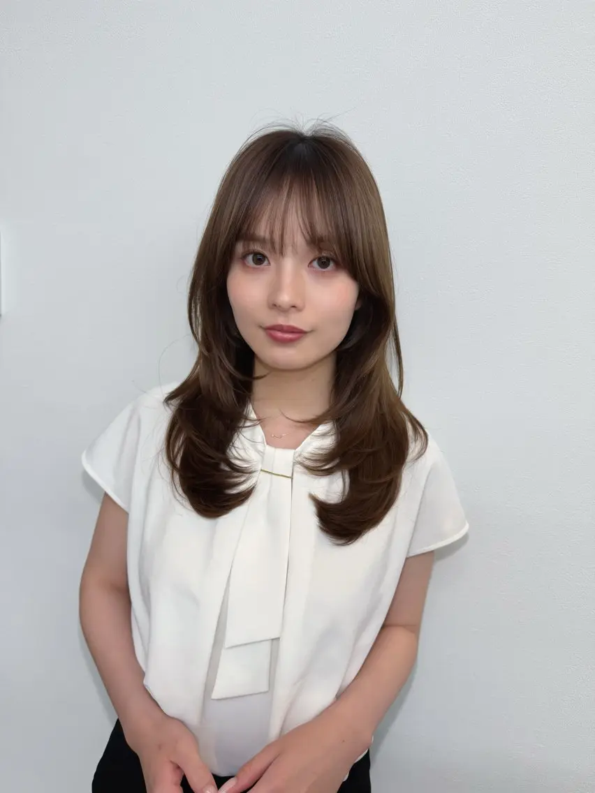 セミロング カット ヘアカラー トリートメント レイヤー×髪質改善 ×透明感/杉田 圭のヘアスタイル