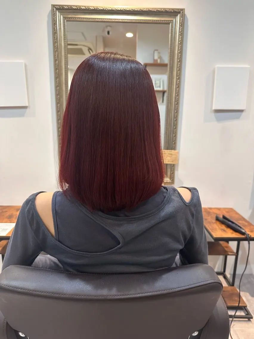 ミディアム カラー レッドカラー ヘアカラー トリートメント モデル募集中🌷 yuraのヘアスタイル
