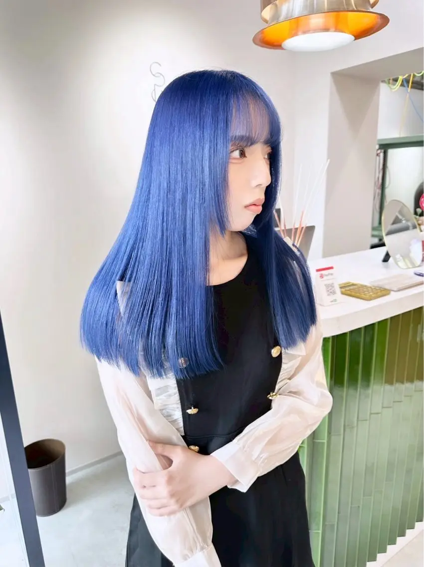 ロング カラー ブルーカラー ネイビーカラー ホワイトカラー/梅田 デザインカラー/しんのヘアスタイル
